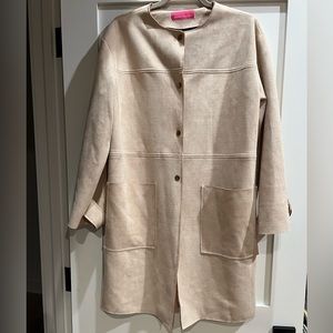 Pookie & Sebastian Cream Suede Duster Jacket